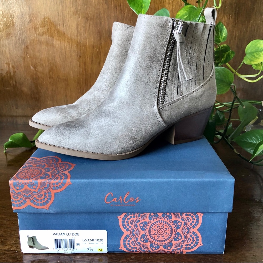 NIB CARLOS Vegan suede Vigilant bootie, Tan, 7.5